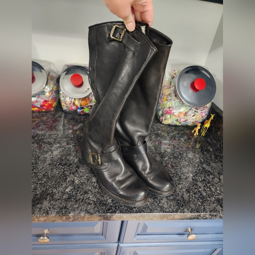 Frye tall black boots size 7